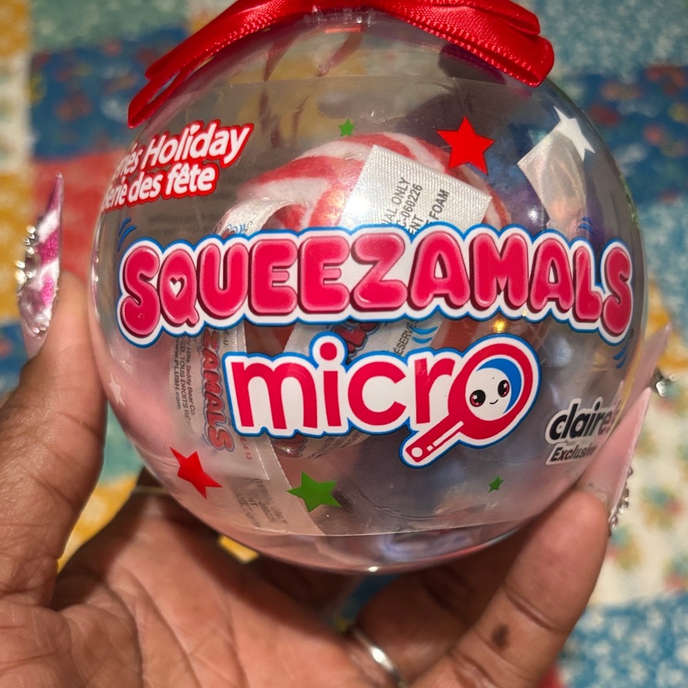 Claire's Squeezamals Micro Ornament with Red Ribbon